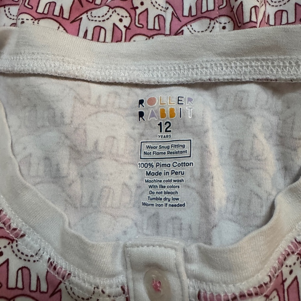 Roller Rabbit Pink Elephant Print Pajama Set